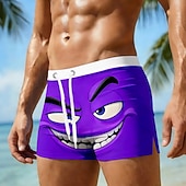 abordables Rétro Vintage &amp; Éthique-Homme Illusion d'optique Drôle Visage Souriant Shorts de bain Shorts de Surf Caleçons de Bain Taille Moyenne Hawaïen Plage Fête Cordon de serrage avec doublure en mesh Taille Élastique Designer