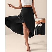 preiswerte Damenröcke &amp; Skorts-Damen Einfarbig Lässiger Rock Tennis-Skort Tennisröcke mit Shorts Sportrock Tasche Hohe Taille Asymmetrisch Schnelltrocknend Atmungsaktiv Tennis Golfspiel Pickleball Rock Schwarz Blau Dunkelgrün