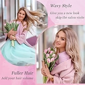 ieftine Breton-Acoperiș de păr 360° 3D pentru femei cu coroană subțire, păr ondulat și creț, lungime de 50 cm, breton cu clipsuri, maro închis, castaniu amestecat, 50 cm, breton franțuzesc