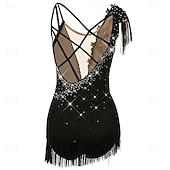 abordables Vestidos de Patinaje Artístico-Vestido de patinaje artístico Chica Patinaje Sobre Hielo Vestidos Violeta Negro Blanco Retazos Espalda Abierta Elástico Entrenamiento Competición Ropa de Patinaje Clásico Cristal / Strass Sin Mangas