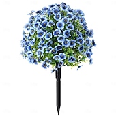  24 Inch Artificial Flower Stake Outdoor Decor Violet  Boxwood Topiary Ball Trees Multi-Color Garden Stakes for Yard & Lawn, No Fade Heavy Duty Plastic, All Season Decoration