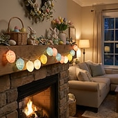 Χαμηλού Κόστους Τροφοδότηση με Μπαταρίες-Φωτάκια παραμυθιού με κορδόνι σε σχήμα πασχαλινού αυγού 2m 10leds με μπαταρία για βιτρίνα σπιτιού, υπνοδωμάτιο, μπαλκόνι, διακόσμηση κήπου