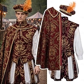お買い得  衣装-ロココ調 ヴィクトリアン ルネッサンス ケープ ファンシーコスチューム 貴族 王室の衣装 フィット＆フレア 仮装 男性用 ファンタジー ハロウィーン カーニバル 性能 LARP レンフェア 成人 上着 パンツ クローク