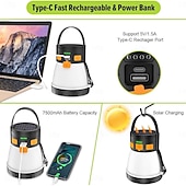 זול אורות קמפינג ופנסים-פנס קמפינג לד, פנס קמפינג נטען 1500 לומן עם טעינת פאנל סולארי, עמיד למים, 8 מצבי תאורה, סוללת גיבוי 7500mah, פנס קמפינג לחירום הוריקן, טיולים רגליים, חוץ