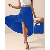 preiswerte Damenröcke &amp; Skorts-Damen Einfarbig Lässiger Rock Tennis-Skort Tennisröcke mit Shorts Sportrock Tasche Hohe Taille Asymmetrisch Schnelltrocknend Atmungsaktiv Tennis Golfspiel Pickleball Rock Schwarz Blau Dunkelgrün