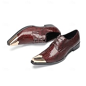 voordelige Klassieke Dress Schoenen-Echte leren bordeauxrode geklede schoenen met slangenprint voor heren, formele Oxford-schoenen voor bruiloften, luxe schoenen voor de bruidegom en bruiloftsgasten