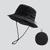 cheap Men's Hats-Unisex Bucket Hat Black Navy Blue Tactel Ruched Drawstring Adjustable Sports &amp; Outdoors Casual Outdoor Solid Color Sun Protection Sunscreen