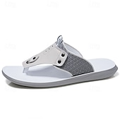 Недорогие Повседневные сандалии-Стильные мужские шлепанцы из искусственной кожи, дышащий дизайн, идеально подходящие для летнего отдыха на пляже и у бассейна.