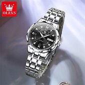 cheap Mechanical Watches-New Olevs Brand Ladies' Business Watch With Luminous Display, Calendar And Week Indication, Fully Automatic Mechanical Movement, Diamond-Set Rhombus Shape, Water-Resistant, Suitable For Casual And Spo