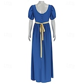 preiswerte Kleid-19. Jahrhundert Regency-Zeit Knöchellänge Kleid Kurze Ärmel Prinzessin Dame Edelfrau Einfarbig Quadrathals Kostüm Damen königlich Halloween Karneval Teegesellschaft LARP Renaissance-Messe Erwachsene