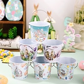 Недорогие Пасха-1 шт. жестяная коробка в виде пасхального кролика, металлическая подарочная коробка для конфет и печенья в виде кролика, контейнер для хранения пасхальных яиц, пустая коробка для упаковки сладостей.