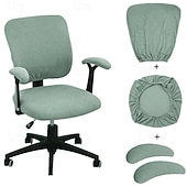 cheap Office Chair Cover-4PCS 1set Stretch Chair Cover Set Elastic Seat Cushion Backrest and Armrest Covers Non Slip Slipcovers for Office Computer Desk Dining Chair