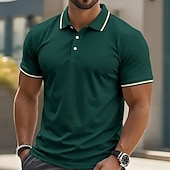 abordables Polo clásico para hombre-Hombre Camiseta de golf Camisetas polo piqué Casual Negocio Cuello polo acanalado Manga Corta Moda Básico Color sólido Plano Botones Verano Primavera Primavera &amp; Otoño Ajuste regular Azul cielo