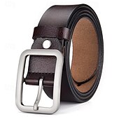 cheap Men's Belt-Men Belt Classic Leather Elegant Fashion Casual Solid Color Black Red Casual Daily Business Waist Belt
