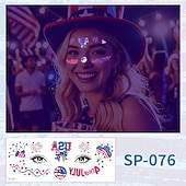  15 Pcs Independence Day Fluorescent Facial Tattoo Patch, American Party Festival Event Waterproof Sweat Disposable Makeup Face Patch