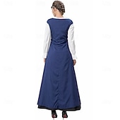 economico Vestito-Retrò Vintage Medievale Rinascimento Lunghezza al pavimento Vestito Lunghe Vichingo Allacciato Costume Per donna Fantasia Halloween Carnevale Fiera Rinascimentale LARP Festa a tema retrò Adulti