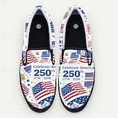  Patriottische sneakers voor heren ter ere van het 250-jarig jubileum – rood, wit en blauw ontwerp met de Amerikaanse vlag, comfortabele instapschoenen om de Onafhankelijkheidsdag en nationale evenementen te vieren.