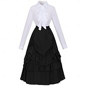 abordables Conjuntos-Conjunto Elegante Medieval Renacimiento Hasta el Tobillo Falda Blusa / Falda Larga Princesas Dama Corte A Disfraz Mujer Fantasía Navidad Víspera de Todos los Santos Feria del Renacimiento LARP Adulto