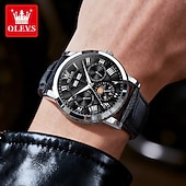 お買い得  機械式腕時計-OLEVS 男性 機械式時計 クリエイティブ 贅沢 ファッション ビジネス スケルトン 自動巻き トゥールビヨン ムーンフェイズ表示 ステンレス レザー 腕時計