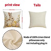 cheap Throw Pillows &amp; Covers-Set of 4 Easter Happy Egg Bunny Pillow Covers Linen Throw Cushion Covers Spring Holiday Decorative Sofa Pillow Covers