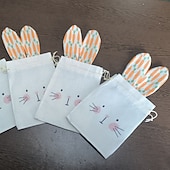 cheap Easter-6pcs Bunny Drawstring Bags, 5.91x7.09inch, Cute Carrot Rabbit Easter Gift Pouches for Party Favors, Candy, Jewelry, Surprise Packaging, Goodie Bags for Wedding, Tailgating, Spring &amp; Summer Events