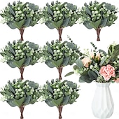 cheap Artificial Flower-20 Pcs Mixed Eucalyptus Leaves Stems Bulk Artificial Eucalyptus Leaves with White Seeds Artificial Silver Dollar Sprays Faux Oval for Floral Wreath Bouquets Wedding Greenery Decoration