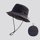 cheap Men's Hats-Unisex Bucket Hat Black Navy Blue Tactel Ruched Drawstring Adjustable Sports &amp; Outdoors Casual Outdoor Solid Color Sun Protection Sunscreen