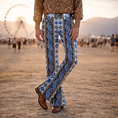 cheap Bottoms-Retro Vintage Boho 1970s Pants Bell Bottom Pants Hippie Disco High Waist Paisley Fancy Dress Men's Halloween Carnival Music Festival Retro Theme Party Adults' Pants