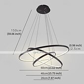 economico Design Anello e Rotondo-3 luci 80/60/40/20 cm lampada a sospensione led in metallo acrilico anello cerchio design finiture verniciate 90w / 113w 3 anelli 4 anelli dimmerabile con telecomando