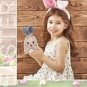 cheap Easter-5/10 Pcs Easter Linen Drawstring Gift Bag, Burlap Bags with Fluffy Bunny Ears, Perfect for Holding Easter Eggs, Cookies, Chocolates, Bunny Party Favor Bags, Easter Candy Egg Hunt for Kids