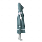 abordables Vestido-Retro Antiguo Medieval Renacimiento Hasta el Suelo Vestidos Campana Princesas Escote Cuadrado Disfraz Mujer Fantasía Víspera de Todos los Santos Carnaval Mascarada Feria del Renacimiento LARP Adulto