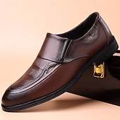 preiswerte Slipper-Dunkelbraune Herren-Slipper aus Kunstleder, klassische Business-Casual-Schuhe für den Weg ins Büro, Hochzeiten und formelle Anlässe