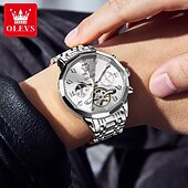 Χαμηλού Κόστους Μηχανικά Ρολόγια-Ανδρικό ρολόι Olevs 6621, αυτόματο μηχανικό επαγγελματικό ρολόι, αδιάβροχο, φωτεινό, αέναο ημερολόγιο, φάση σελήνης, ρολόγια από ανοξείδωτο ατσάλι