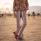 abordables Fondos-Retro Antiguo Boho Años 70 Pantalones Los pantalones de campana Hippie Disco Alta cintura Étnico Disfraz Hombre Víspera de Todos los Santos Carnaval Festival de Música Fiesta temática retro Adulto