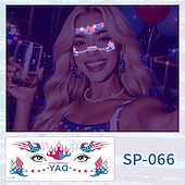  15 Pcs Independence Day Fluorescent Facial Tattoo Patch, American Party Festival Event Waterproof Sweat Disposable Makeup Face Patch
