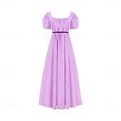 preiswerte Kleid-Retro Vintage Mittelalterlich Renaissance Knöchellänge Kleid Ballkleid Kleid im Regency-Stil Kurze Ärmel Prinzessin Dame Einfarbig Quadrathals Kostüm Damen königlich Halloween Karneval Leistung