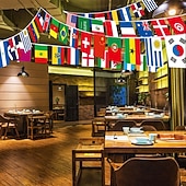 billige Verdensmesterskap i fotball 2026-Sett med 100 land flaggbanner - 24,5 meter 2026 fotball sommer global kamp internasjonale verdensflagg flaggstrøk slitesterke mini polyesterflagg for festdekorasjoner, klasserom, sportsarrangementer