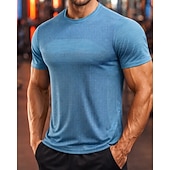 abordables Camisetas y Tops de Correr-Hombre Color sólido Camiseta Running Camiseta Compresión Camisa atlética Top deportivo Verano Manga Corta Secado rápido Dispersor de humedad Transpirable Entrenamiento de gimnasio Paseo Correr Azul