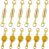 economico arti, mestieri e cucito-Confezione da 12 fermagli e chiusure magnetiche per collane. Estensore per collane con magnete potente. Chiusura magnetica per collane per la creazione di bracciali e collane di gioielli. Placcatura