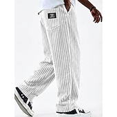  رجالي بنطلونات بنطلون مضلع السراويل الشتوية السراويل رباط الساق المستقيمة لون الصلبة راحة مكتمل الطول فضفاض مناسب للبس اليومي الأماكن المفتوحة موضة الطراز الكلاسيكي أسود أبيض غير مطاطي