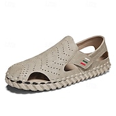 preiswerte Lässige Sandalen-Weiße, perforierte Herren-Freizeitschuhe aus Kunstleder, leichte, atmungsaktive Loafer für sommerliche Mode und legere Treffen