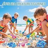 Недорогие Подарки-Миниатюрный набор светящихся в темноте фигурок морских животных из смолы, набор из 50/100/200 штук в пакетиках-сюрпризах, крошечные морские животные, рыбки, черепахи, дельфины, морские звезды и многое другое, для рукоделия, сказочного сада, домашнего деко