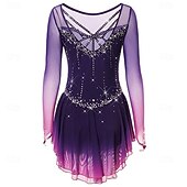 abordables Vestidos de Patinaje Artístico-Vestido de patinaje artístico Chica Patinaje Sobre Hielo Vestidos Negro Blanco Amarillo Retazos Costura asimétrica Elástico Entrenamiento Competición Ropa de Patinaje Clásico Cristal / Strass Manga