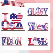  5-pakning uavhengighetsdag, USAs nasjonaldag, tredekorasjoner til bordplater med bokstaver, viktig høytid for amerikansk frigjøring