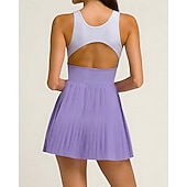 levne Dámské šaty-Dámské Slátanina Petit tenisové šaty Tenisové šaty s vestavěnými šortkami a podprsenkou Sportovní šaty Bez rukávů Kapsy Elastický Prodyšné Tenis Běh Zdatnost Kopeček Šaty Tepláková souprava Fialová