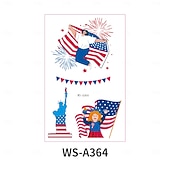 10/20 feuilles d'autocollants de tatouage pour la fête de l'indépendance américaine en stock. Vente en gros d'autocollants de tatouage décoratifs pour le maquillage du visage et la célébration du