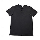 ieftine Tricou din tricot cu nervuri-Bărbați Tricou Cămașă musculară Tricou din tricot cu nervuri Tee Top Manșon scurt Mânecă scurtă În V Henley Vară Primăvară Toate Sezoanele Simplu Pit Strip Modă Designer De Bază Nasturi Casual