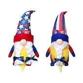  בובת פנטגרם פסים של יום העצמאות חסרת פנים גמד בובת רודולף קישוט בסגנון אמריקאי מצויר