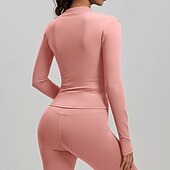 economico Giacche da corsa-Per donna Tinta unita Giaccia da corsa Giacca da esterno Giacca sportiva Estate Primavera Autunno Cerniera completa Snello Manica Lunga Asciugatura Rapida Leggero Elastico Traspirante Palestra Corsa