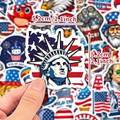  250 יחידות מדבקות 4 ביולי (5 סטים של 50) מדבקות ויניל עמידות למים עם דגל ארה"ב, פטריוטיות, למחשב נייד, אלבום תמונות, קישוטי מסיבה ליום העצמאות, ילדים ומבוגרים
